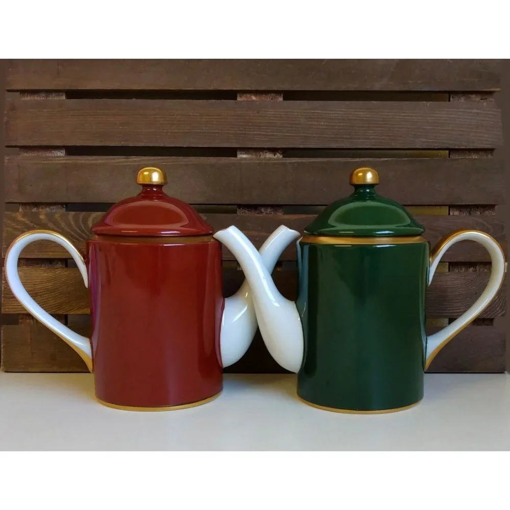 Fitz and Floyd Vintage Red & Gold Tea Coffee Pot
